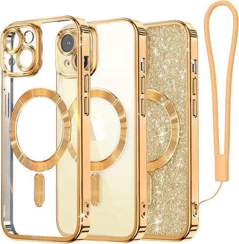 Vista 71 de Meifigno - Funda diseñada para el iPhone 16 Pro de 6.3", [Tarjeta de purpurina y correa para la muñeca] [Compatible con MagSafe]