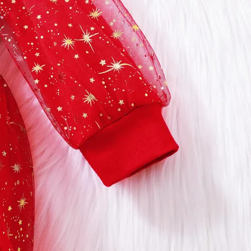 Vista 5 de Vestido de Navidad de terciopelo para niñas pequeñas, vestido de Papá Noel, de manga larga, felpa, para fiesta de princesa, cosplay, vestido