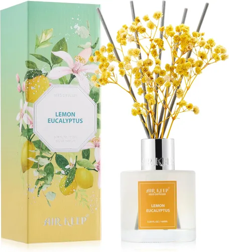 Vista 55 de Airkeep Juego de difusor de varillas – 3.38 onzas líquidas (3.4 fl oz), difusor de aroma de bambú para el hogar, incluye 8 varillas difusoras