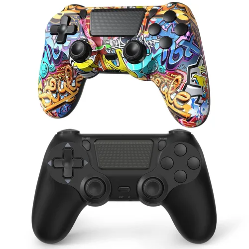 Vista 7 de TIANHOO Controlador inalámbrico compatible con PS4/Pro/Slim, con retroalimentación de vibración, detección de movimiento, panel táctil, barra