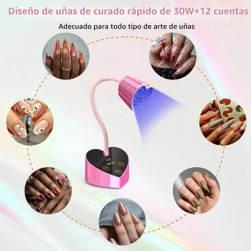Vista 7 de BETE Mini lámpara de uñas UV, esmalte de uñas de gel de curación flash, lámpara de uñas LED UV plegable de 360° con sensor inteligente, USB portátil