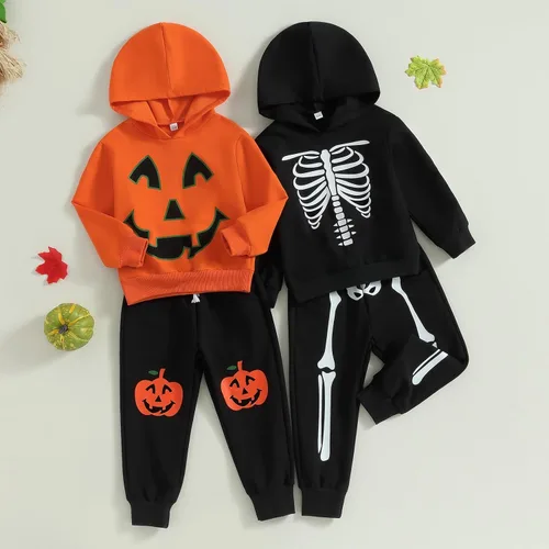 Vista 2 de Sudadera de manga larga con capucha y pantalones largos, 2 piezas Negro