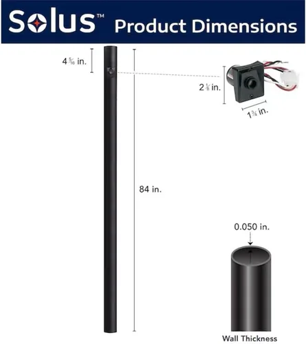 Vista 4 de Solus SP7-320NCA-BK-2PK Poste de lámpara de entierro directo para exteriores de 7 pies con sensor fotográfico del atardecer al amanecer, se adapta a