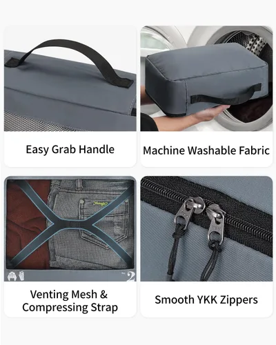 Vista 5 de ECOHUB Juego de 7 cubos de equipaje resistentes al desgarro con icono de número para accesorios de viaje, equipaje maleta, cubos de embalaje