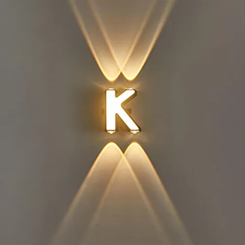 Vista 14 de Apliques de pared modernos LED hacia arriba, lámpara de pared con letras, luz blanca cálida y negra, de aluminio para sala de estar, escalera Letra A
