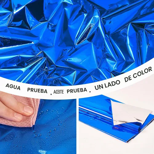 Vista 2 de PartyWoo 3 piezas de mantel de mesa de plástico desechable, 54 x 108 pulgadas, mantel rectangular impermeable azul para mesas de 6 a 8 pies, mantel