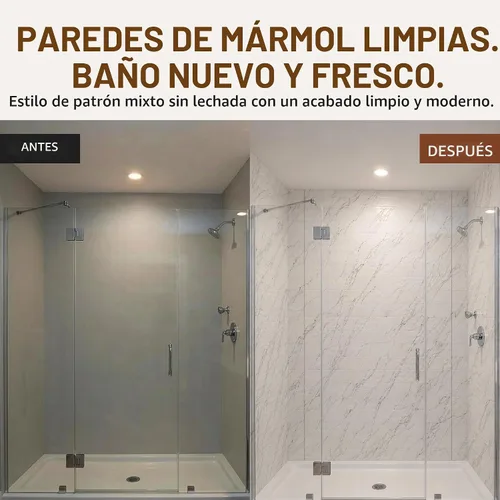 Vista 2 de Versa Tile - Panel de pared de PVC para bañera y ducha, color mármol, 96