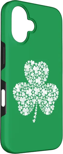 Vista 3 de Funda verde vintage con trébol relleno de trébol para iPhone 16