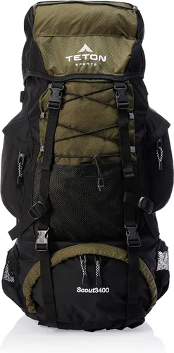 Vista 11 de Teton 55L Scout Internal Frame Backpack for Hiking, Camping, Backpacking, Travel, Rain Cover Included, Olive Oliva