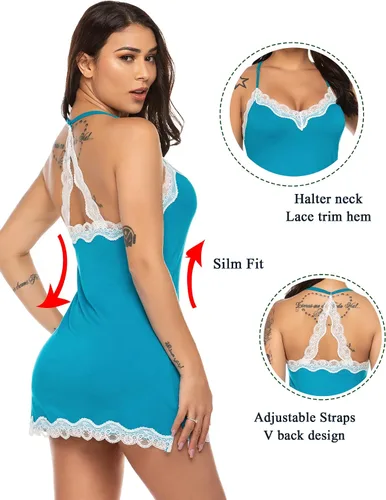 Vista 3 de Avidlove - Ropa de dormir sexy para mujer camisón de algodón para mujer lencería para mujer