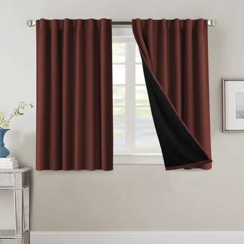Vista 21 de H.VERSAILTEX Cortinas 100% opacas para dormitorio con forro negro, cortinas de oscurecimiento de habitación completa, con aislamiento térmico