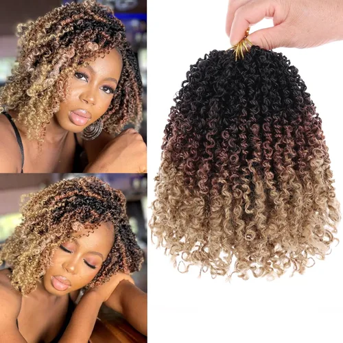 Vista 44 de Unionbeauty - Paquete de 8 trenzas de ganchillo Yanky Twist de 6 pulgadas, 8 paquetes, color negro natural, micro Passion Twist, extensiones