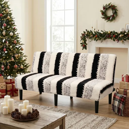 Vista 6 de MIFXIN Armless Sofa Cover Futon Slipcover Stretch Spandex Folding Sofa Bed Couch Non-Armrest Furniture Protector with Elastic Bottom (Fleece Black)