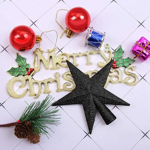 Vista 5 de Aneco Mini adorno para árbol de Navidad con purpurina a prueba de roturas, decoración de árbol de Navidad para adorno de vacaciones o decoración