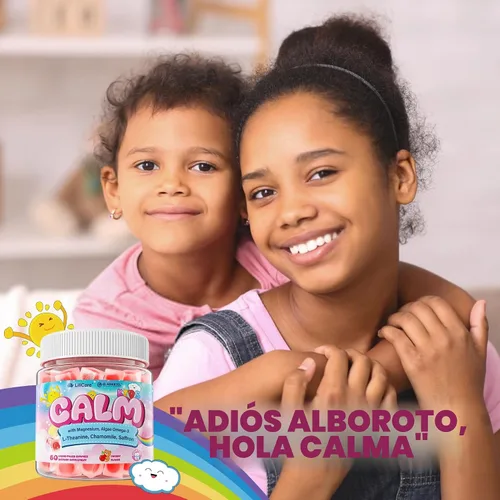 Vista 8 de Kids Calm - Gomitas de bisglicinato de magnesio y azafrán + Omega 3 vegano, suplemento quelado de glicinato de magnesio para niños con L-teanina