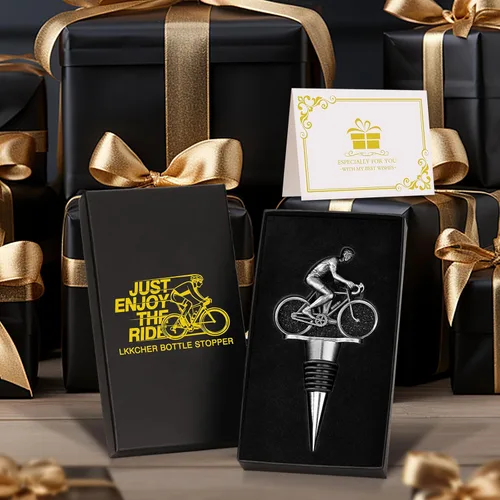 Vista 7 de LKKCHER Tapón de vino de ciclismo, regalos de vino para bicicleta, regalos del día del padre, regalos de Navidad, regalos de cumpleaños para hombres