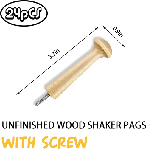 Vista 2 de 24 piezas de tornillo de madera para coctelera de madera de 3.7 pulgadas en clavijas de coctelera Estantes de madera sin acabar, ganchos de madera