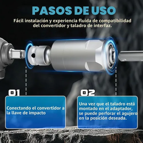 Vista 5 de GSTK Adaptador para convertir llaves de impacto en martillos eléctricos, llave eléctrica de mango cuadrado a mango cuadrado de 4 hoyos