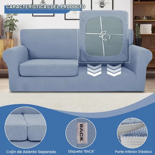 Vista 4 de JIVINER Fundas de sofá de 3 piezas para sofá de 2 cojines, funda elástica para sofá con 2 fundas de cojín de asiento extra grandes, fundas de sofá