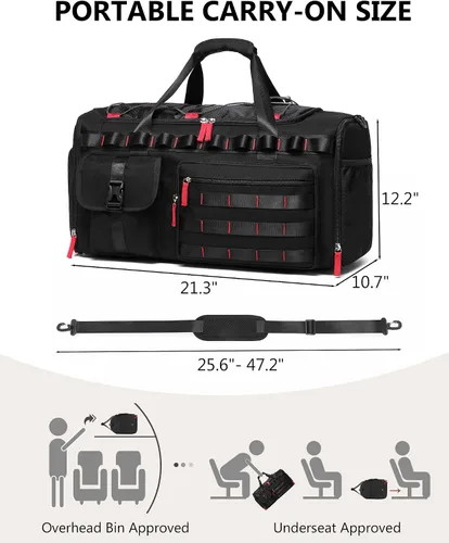 Vista 2 de Bolsas de gimnasio para hombres y mujeres, 45L grande de viaje de fin de semana, mochila deportiva con zapatos y compartimento para laptop, bolsa