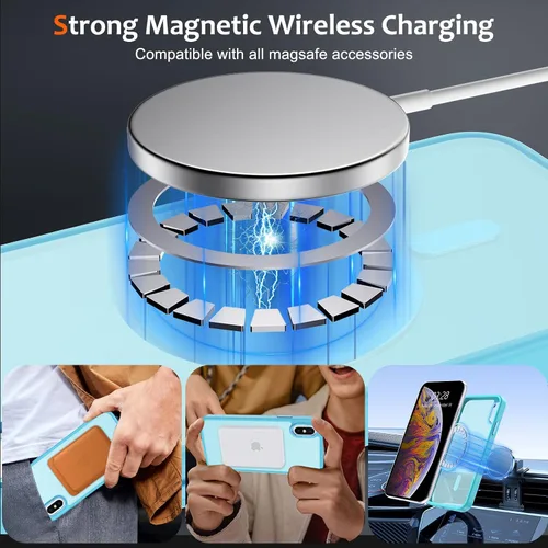 Vista 197 de Anuck - Funda magnética para iPhone 11 compatible con MagSafe, carcasa trasera mate translúcida dura, borde de TPU, delgada, resistente a impactos