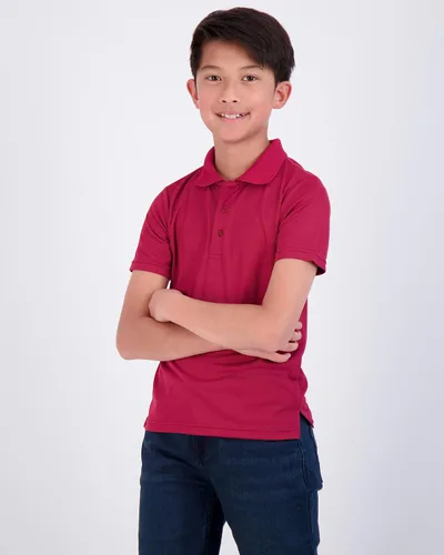 Vista 2 de Real Essentials Paquete de 3 Polo de manga corta para niño, uniforme escolar, rendimiento activo, golf (de 4 a 16 años)