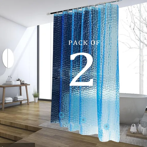 Vista 22 de Forro de cortina de ducha, cortinas de ducha 100% impermeables de Peva con 3 imanes inferiores pesados y 12 ojales a prueba de óxido, forro de ducha