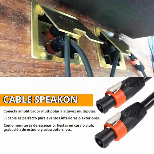 Vista 7 de HBU Paquete de 1 cable Speakon a Speakon de 3 pies (4 conductores, 12 AWG), 1 cable macho NL4FC de 3 pies de altavoz, Pro PA DJ Studio, escenario