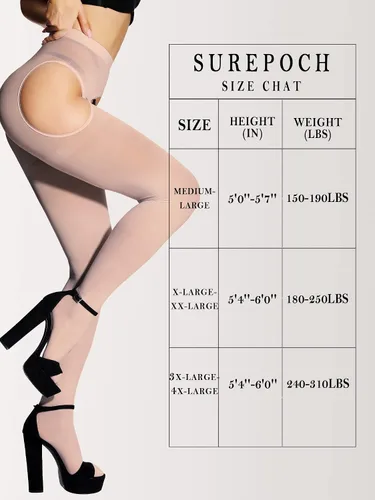 Vista 6 de SUREPOCH Mallas con tirantes para mujer, talla grande, liguero, control blanco, parte superior