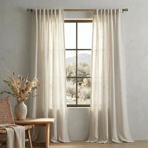 Vista 102 de Mrs.Naturall Cortinas negras de 45 pulgadas de largo, cortinas cortas de lino transparente para privacidad para cocina, dormitorio, ventanas