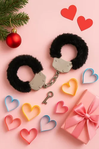 Vista 6 de Esposas de felpa con llaves, esposas de juguete, accesorios para disfraz de escenario (negro, 1)