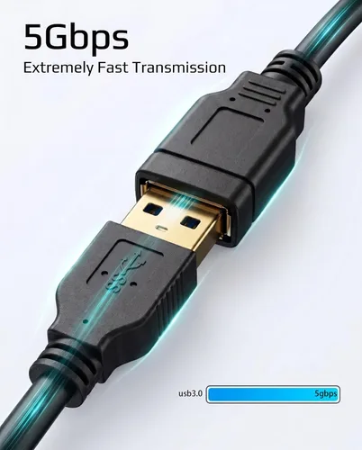 Vista 4 de Meokse Cable de extensión USB 3.0 de 12 pies, compatible con cámara web, cámara, teléfono, concentrador USB, mouse, teclado, impresora, disco duro