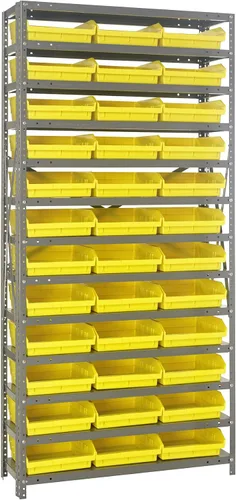 Vista 320 de Quantum QSBU-245BK Heavy Duty Shelving Unit with (7) Shelves and (24) QUS245 Black Bins for Garage Warehouse Storage Distribution 400 lb Load
