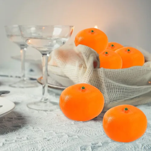 Vista 3 de DaKuan 12 naranjas falsas, naranja de plástico simulado, naranjas artificiales, bandeja decorativa de frutas, utilizadas para decoración de muebles