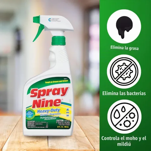 Vista 5 de Limpiador/desengrasante y desinfectante de alto rendimiento, 1 galón (paquete de 4) 26801, de Spray Nine, 946 ml (botella circular), _