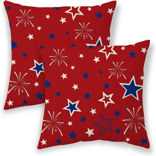 Vista 18 de Fundas de almohada de Navidad de 16 x 16 pulgadas, almohadas decorativas de Navidad con copos de nieve dorados, blancos y rojos para sofá, fundas
