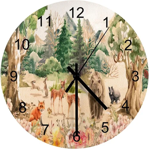 Vista 13 de Reloj de Pared de Flores Silencioso Sin Tictac Operado por Batería, Caricatura de los 70s Linda Flor Abstracta Pastel Margarita Reloj Floral
