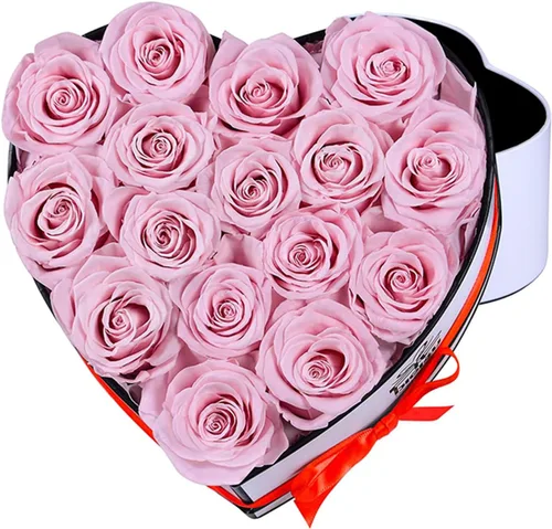 Vista 10 de Caja extra grande con forma de corazón de 16 rosas preservadas para siempre, con collar, regalos para el día de San Valentín para ella, novia
