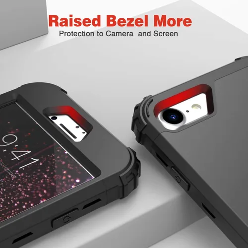 Vista 5 de IDweel Funda para iPhone SE 2020 con protector de pantalla, para iPhone SE 2022, 3 en 1, absorción de golpes, ajuste delgado, cubierta