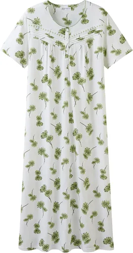 Vista 30 de Keyocean - Camisones para mujer, suaves, 100% algodón, mangas cortas, cómodas, camisolas de dormir para damas Floral azul