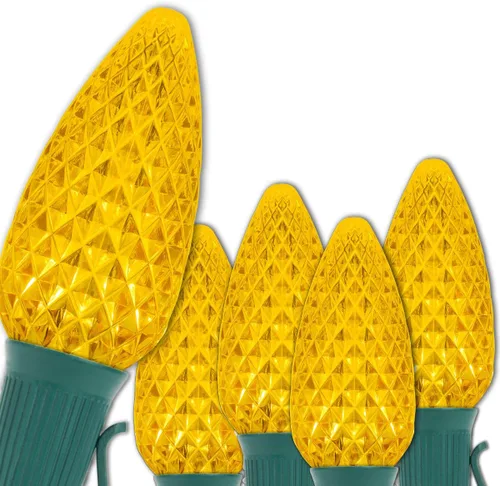 Vista 32 de Wintergreen Lighting 25 C9 OptiCore - Luces LED de Navidad para exteriores de alta resistencia, tira de luces de Navidad comerciales; cable verde