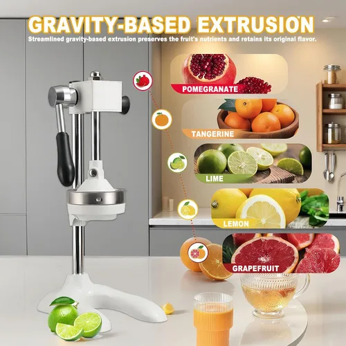 Vista 3 de Exprimidor manual de hierro fundido, exprimidor manual de acero inoxidable, máquina trituradora de cítricos de lima para jugo de naranja de limonada