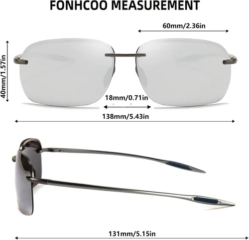 Vista 4 de FONHCOO Gafas de sol deportivas polarizadas con protección UV para hombres y mujeres, marco sin montura para ciclismo, pesca, conducción