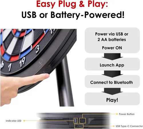 Vista 10 de DARTSLIVE Tablero de dardos electrónico para el hogar, compatible con Bluetooth para juego en línea, para dardos de punta suave, tablero de dardos