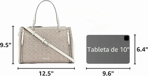 Vista 4 de Calvin Klein Bolso de organización novedoso Bubble Lamb Logotipo de almendra/gris pardo/blanco
