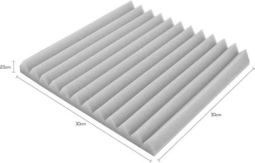 Vista 4 de Paneles de espuma acústica, paneles de absorción de sonido de espuma acústica de estudio con 11 ranuras para habitaciones pequeñas y medianas Gris