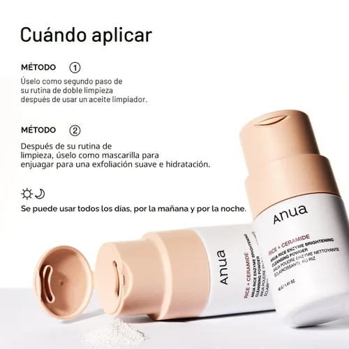 Vista 7 de ANUA Polvo de limpieza iluminador con enzimas de arroz, mascarilla de arroz, ceramida, lavado facial suave para piel radiante, limpiador facial