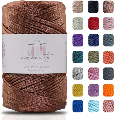 Vista 31 de Makromecity, Cordón de macramé de poliéster de 2 mm x 250 yardas (750 pies) Cordón de macramé de 2 mm de polipropileno para arte y manualidades