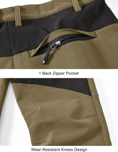 Vista 5 de TBMPOY Pantalones de senderismo para hombre, impermeables, con forro polar, para nieve, esquí, con aislamiento y bolsillos con cremallera
