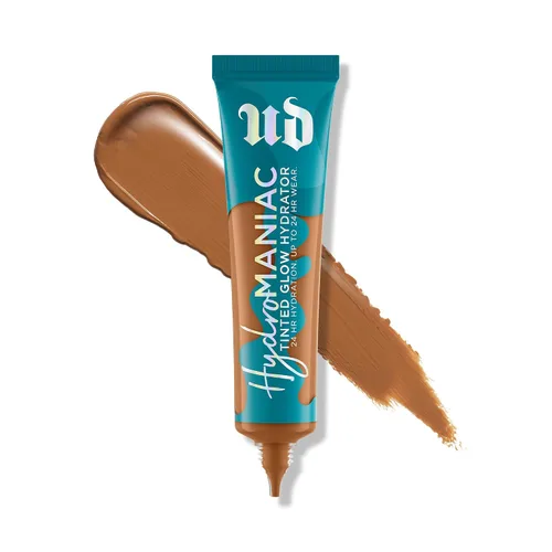 Vista 9 de Urban Decay Hydromaniac Dewy Foundation, Hidratante con color para piel seca, cobertura media construible, con filtrado de kombucha y aceite